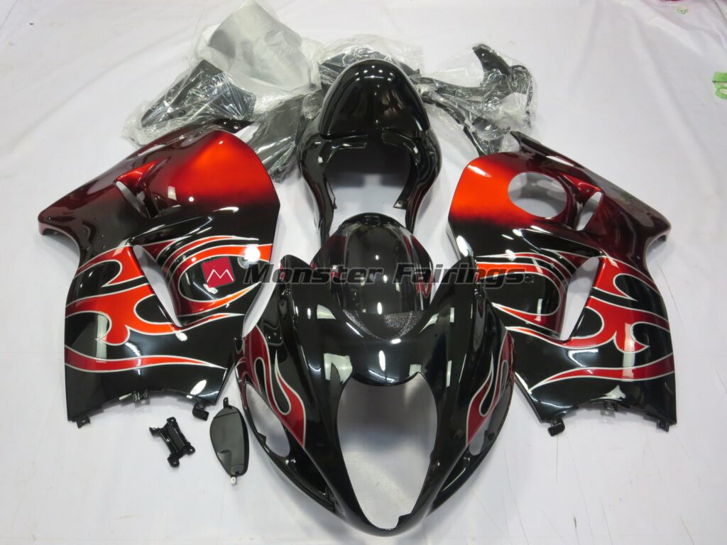 Suzuki GSXR1300 1997 - 2007 Red Swirl ABS fairings - custom motorcycle bodywork kit by Monster Fairings