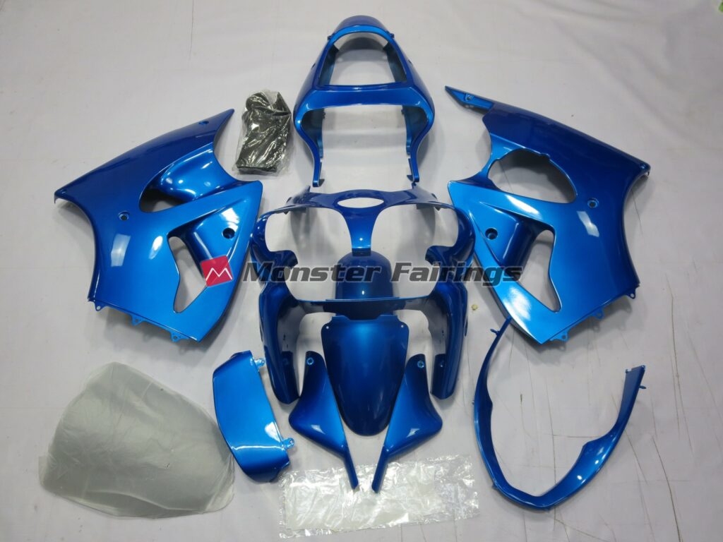 Kawasaki ZX6R 2000 - 2002 Gloss Blue ABS fairings - custom motorcycle bodywork kit by Monster Fairings
