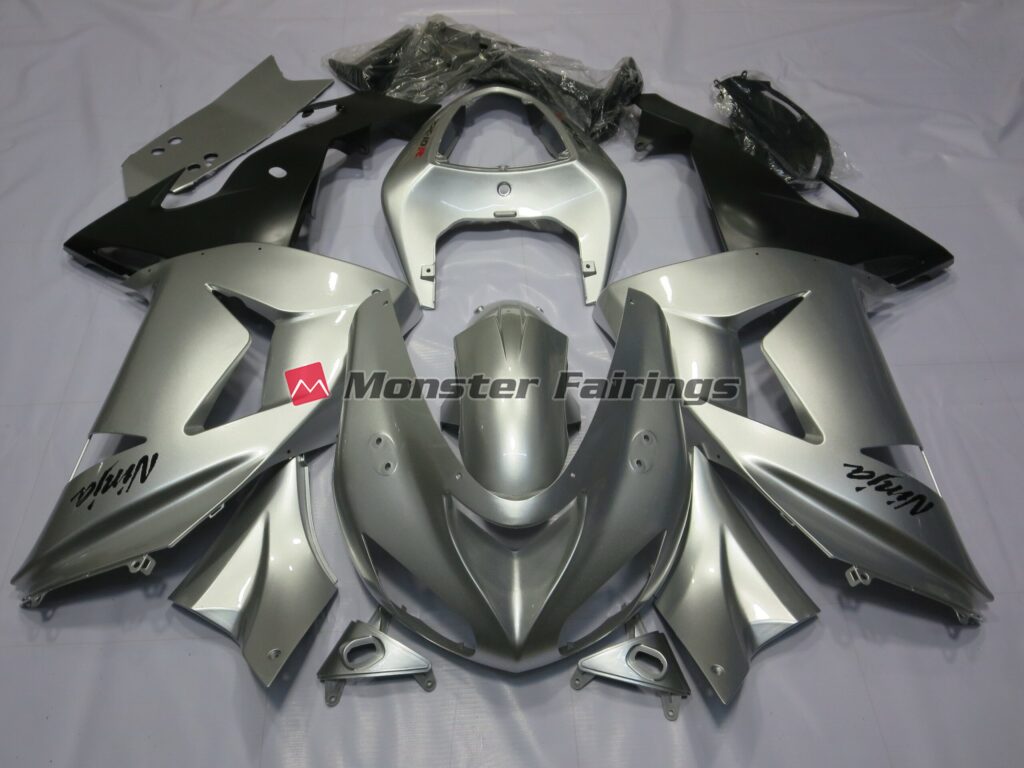 Kawasaki ZX6R 2003 - 2004 Silver ABS fairings - custom motorcycle bodywork kit by Monster Fairings