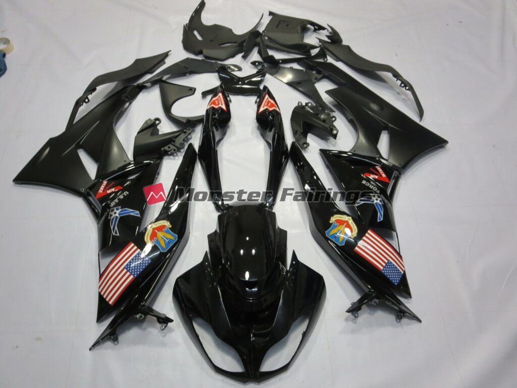 Kawasaki ZX6R 2009 - 2012 Merica' ABS fairings - custom motorcycle bodywork kit by Monster Fairings