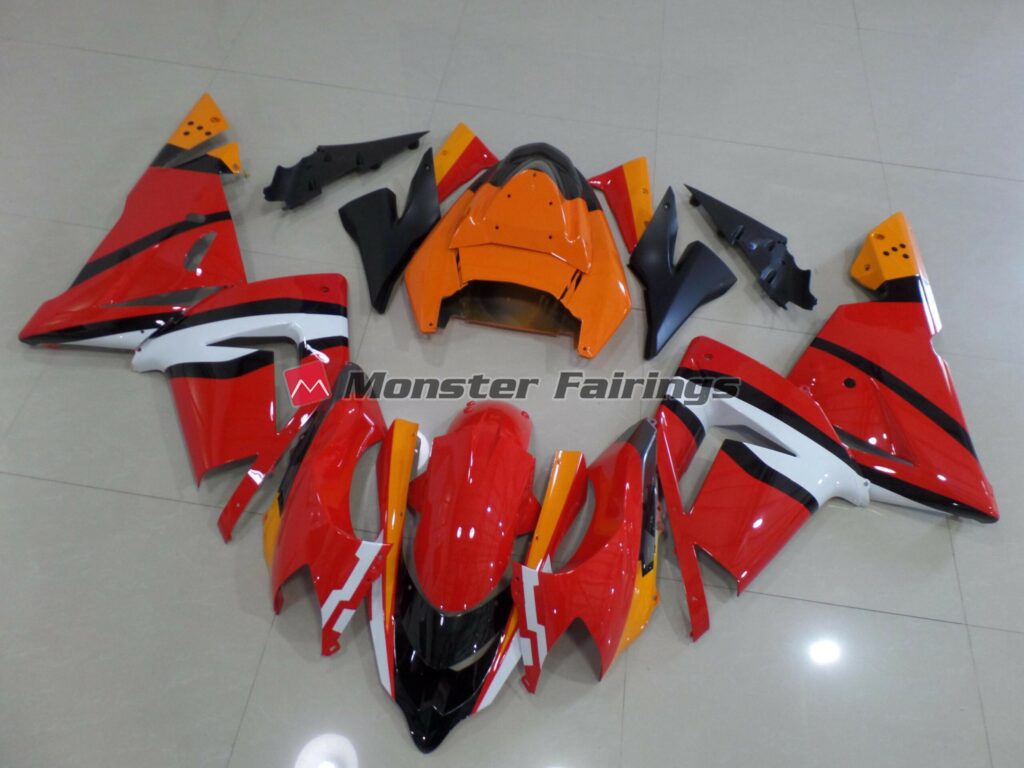 Kawasaki ZX10R 2004 - 2005 Red White Pink ABS fairings - custom motorcycle bodywork kit by Monster Fairings