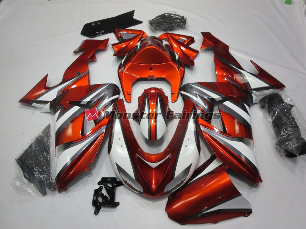 Kawasaki ZX10R 2006 - 2007 Burnt Orange White ABS fairings - custom motorcycle bodywork kit by Monster Fairings