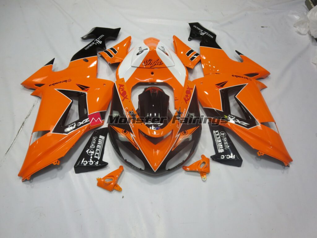 Kawasaki ZX10R 2006 - 2007 Orange Black ABS fairings - custom motorcycle bodywork kit by Monster Fairings