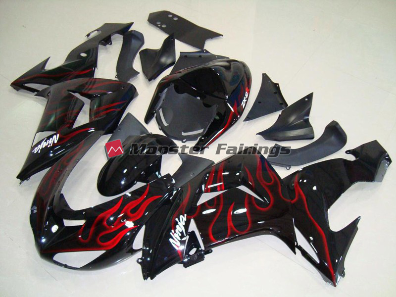 Kawasaki ZX10R 2006 - 2007 Flame Red ABS fairings - custom motorcycle bodywork kit by Monster Fairings