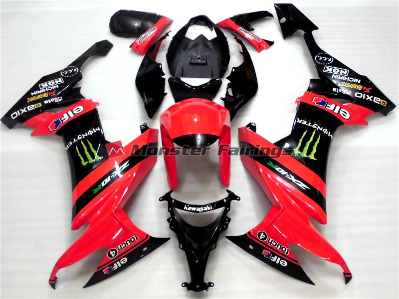 Kawasaki ZX10R 2008 - 2010 Red Monster ABS fairings - custom motorcycle bodywork kit by Monster Fairings
