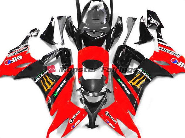 Kawasaki ZX10R 2008 - 2010 Red M ABS fairings - custom motorcycle bodywork kit by Monster Fairings