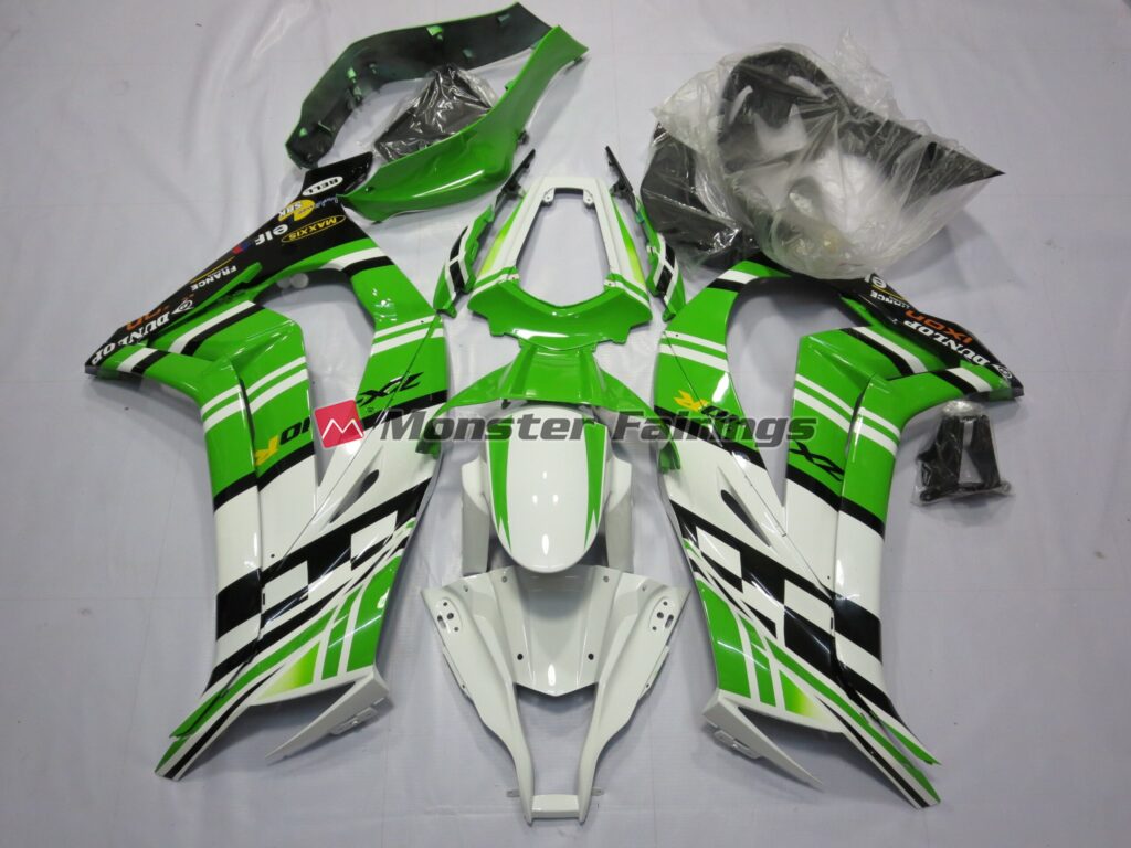 Kawasaki ZX10R 2011 - 2015 Green White Black ABS fairings - custom motorcycle bodywork kit by Monster Fairings