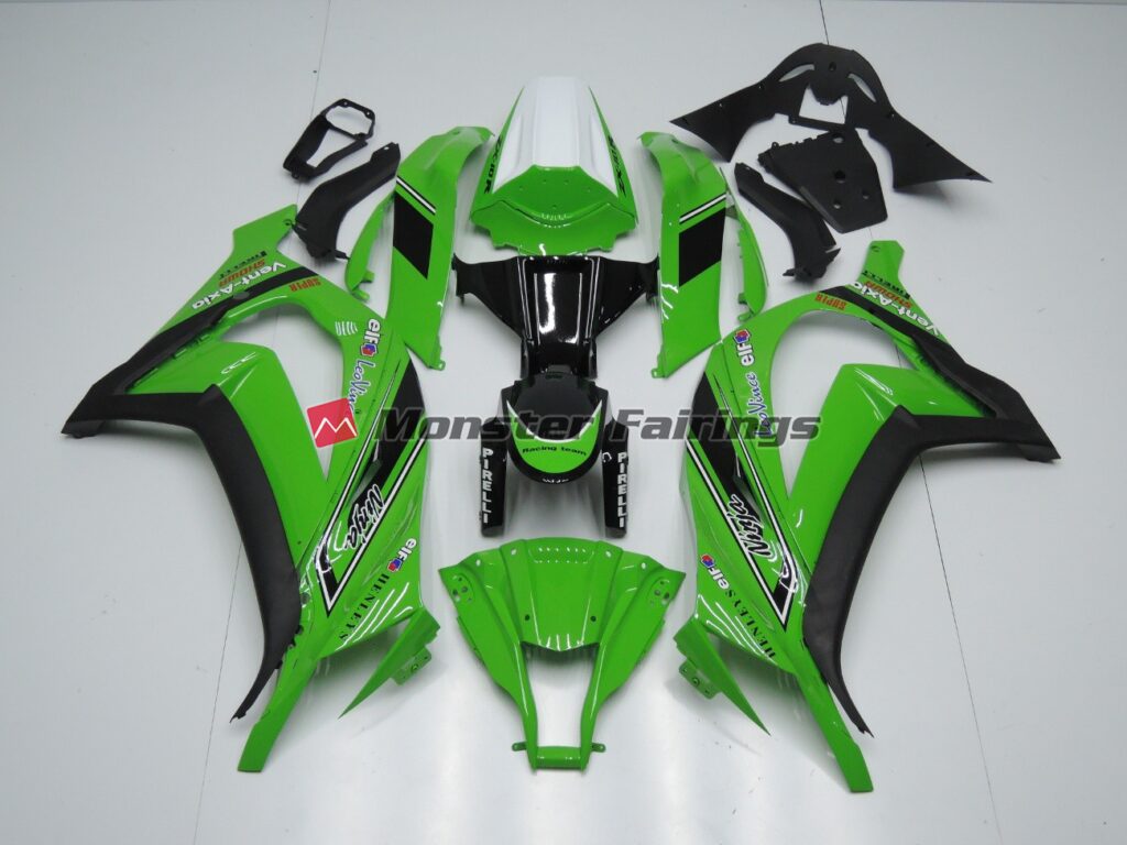 Kawasaki ZX10R 2011 - 2015 Gloss Green & Black ABS fairings - custom motorcycle bodywork kit by Monster Fairings