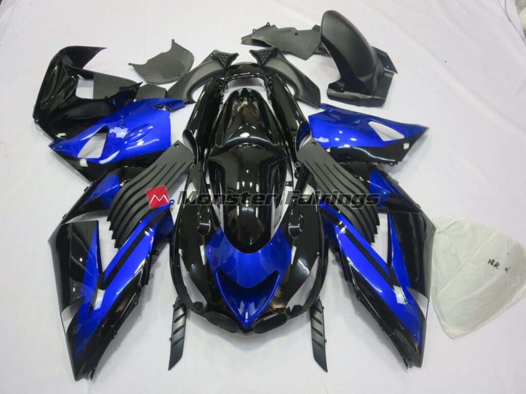 Kawasaki ZX14R 2006 - 2011 Blue Black ABS fairings - custom motorcycle bodywork kit by Monster Fairings