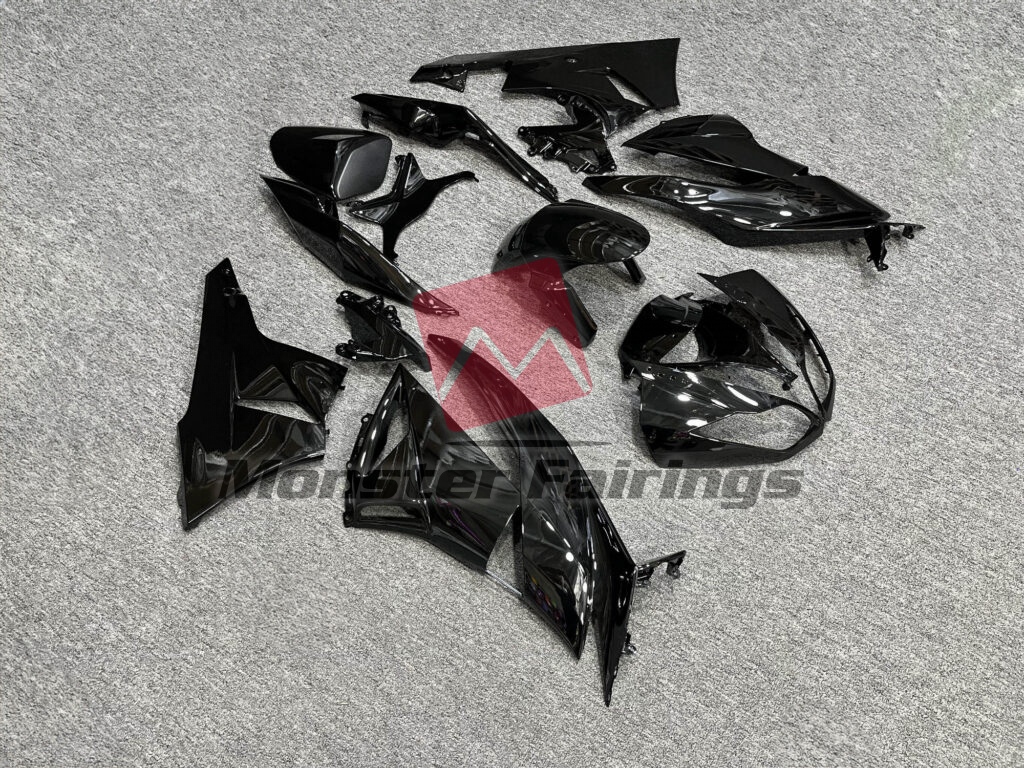 Kawasaki ZX6R custom ABS fairings 2009 - 2012 in Gloss Black - durable replacement kit, Monster Fairings