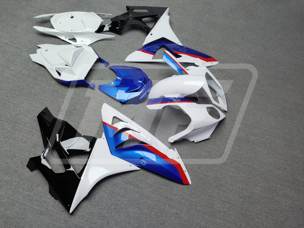 BMW S1000RR custom ABS fairings 2009 - 2014 in Gloss White, Blue, Red & Black - durable replacement kit, Monster Fairings
