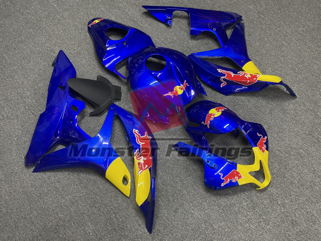 2007 - 2008 Honda CBR600RR Gloss Deep Blue The Bull fairing set - ABS injection, custom painted by Monster Fairings