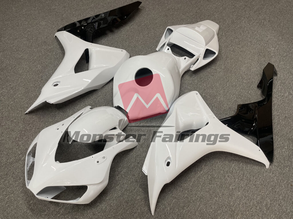 Honda CBR1000RR custom ABS fairings 2006 - 2007 in Gloss White with Black - durable replacement kit, Monster Fairings