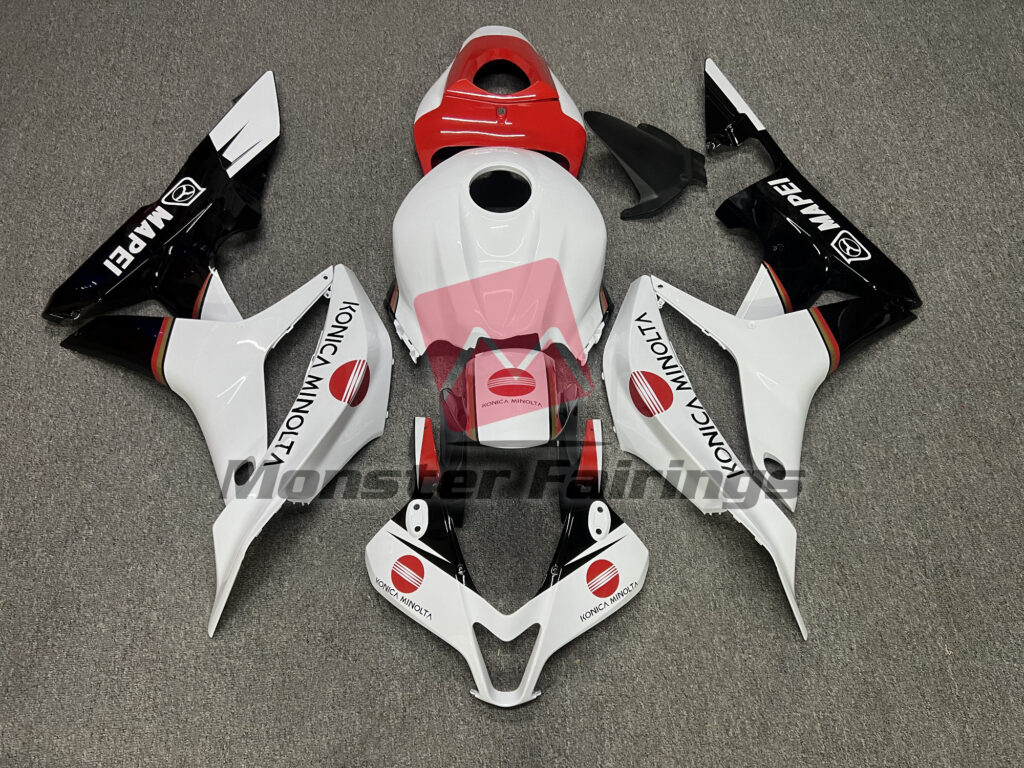 Honda CBR600RR 2007 - 2008 Gloss White, Black & Red KM ABS fairings - custom motorcycle bodywork kit by Monster Fairings