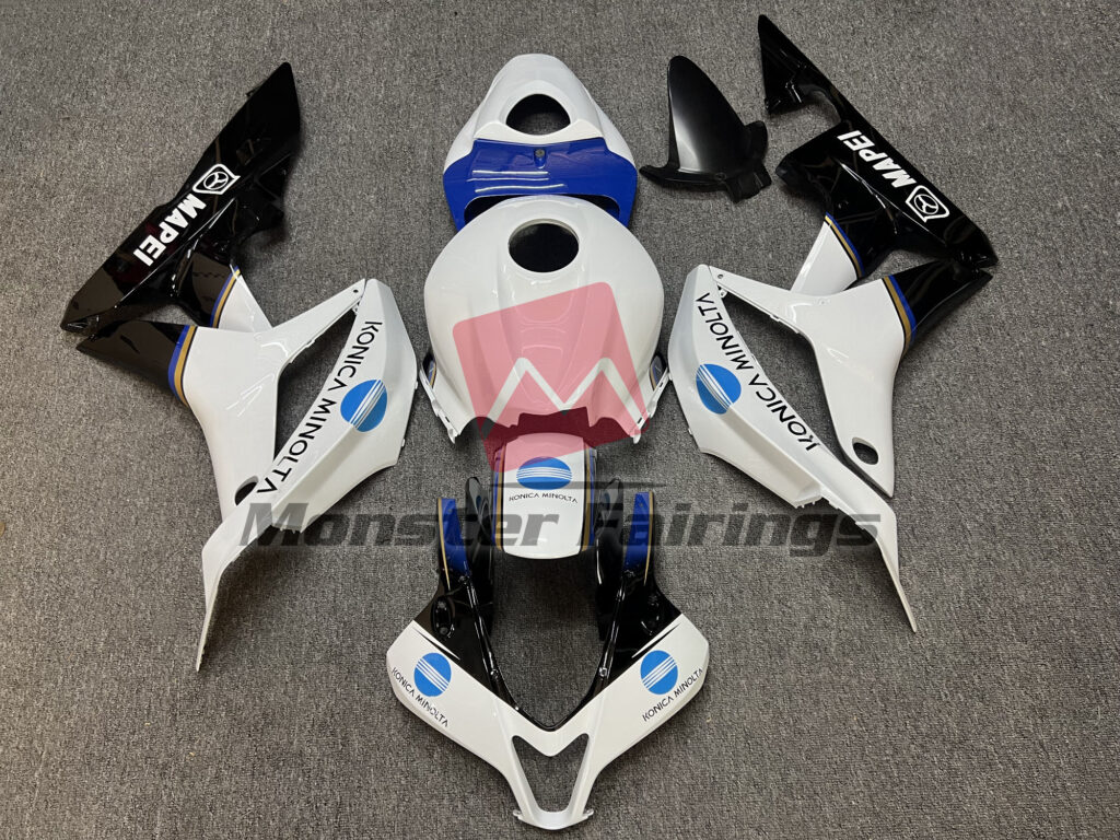 Honda CBR600RR 2007 - 2008 Gloss White, Black & Blue KM ABS fairings - custom motorcycle bodywork kit by Monster Fairings