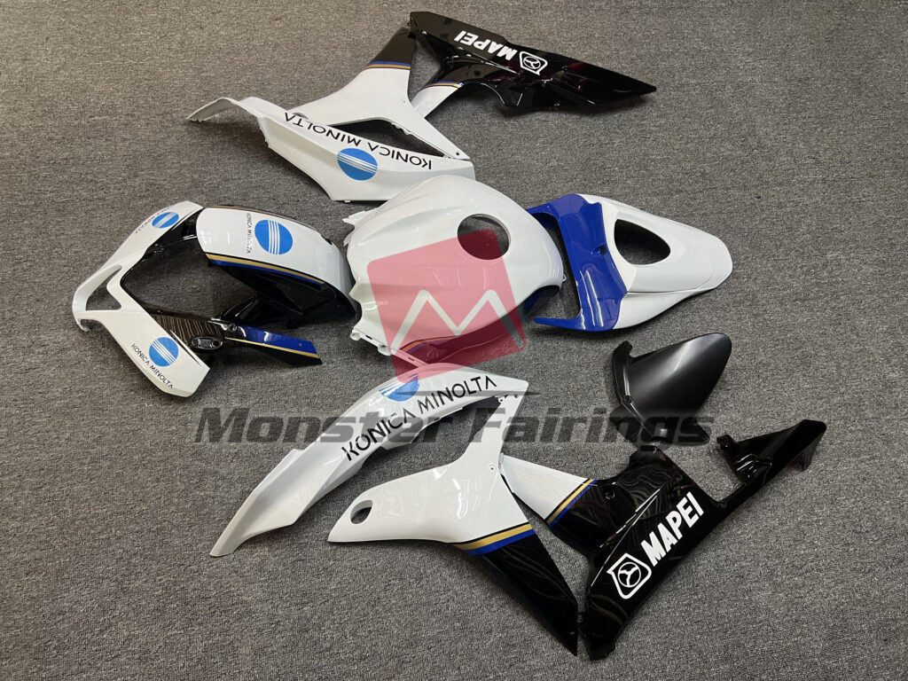 Honda CBR600RR custom ABS fairings 2007 - 2008 in Gloss White, Black & Blue KM - durable replacement kit, Monster Fairings