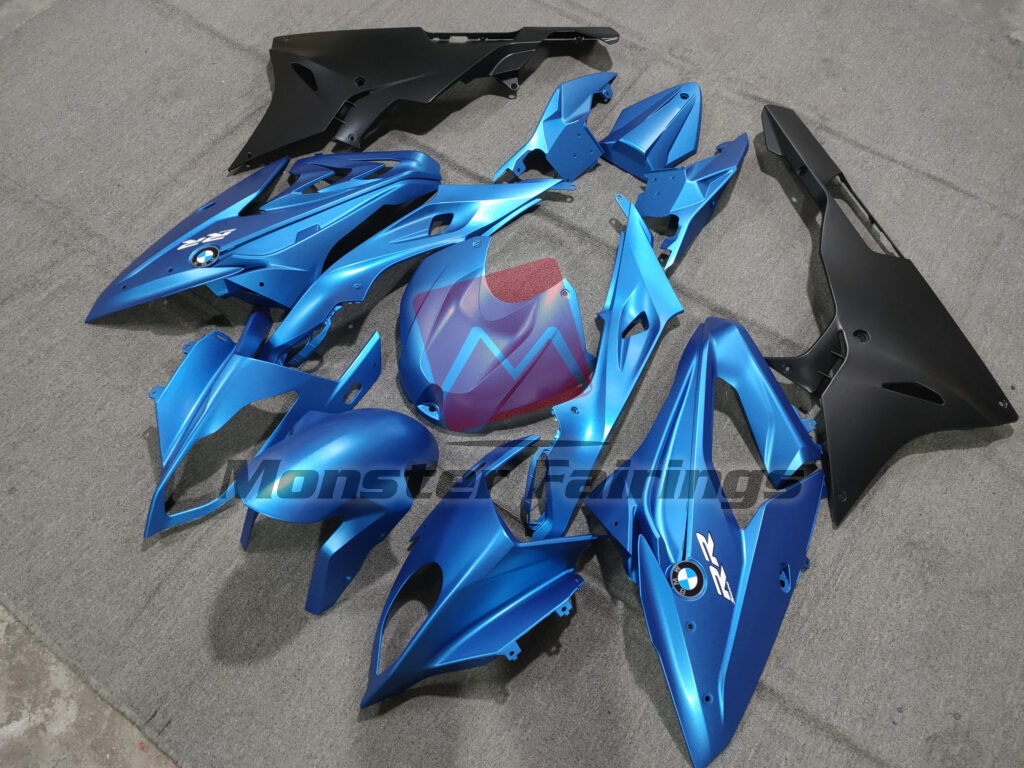 2015 - 2016 BMW S1000RR Matte Blue & Black fairing set - ABS injection, custom painted by Monster Fairings