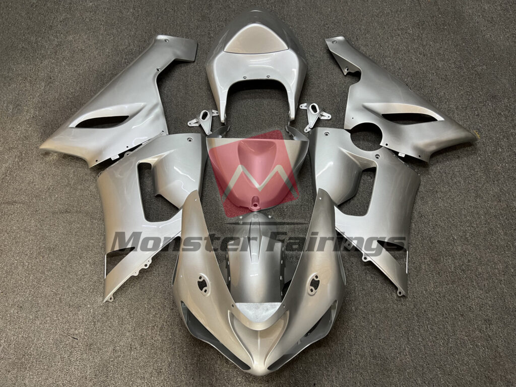 Kawasaki ZX6R 2005 - 2006 Gloss Silver ABS fairings - custom motorcycle bodywork kit by Monster Fairings