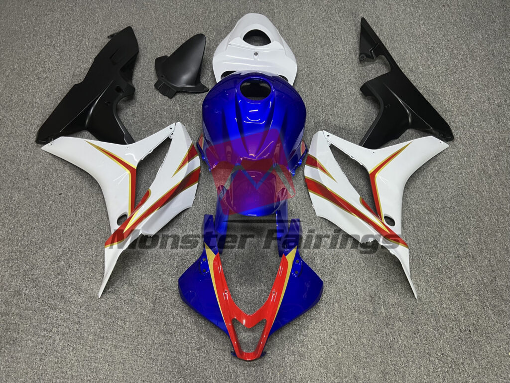 Honda CBR600RR 2007 - 2008 Gloss Deep Blue White & Red ABS fairings - custom motorcycle bodywork kit by Monster Fairings