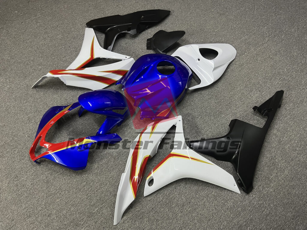 Gloss Deep Blue White & Red ABS fairings for Honda CBR600RR 2007 - 2008 - premium OEM fit kit by Monster Fairings