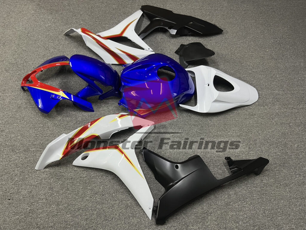 Honda CBR600RR custom ABS fairings 2007 - 2008 in Gloss Deep Blue White & Red - durable replacement kit, Monster Fairings