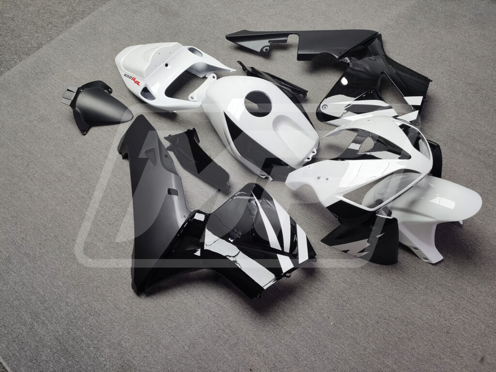 Honda CBR600RR custom ABS fairings 2005 - 2006 in Gloss White & Black - durable replacement kit, Monster Fairings