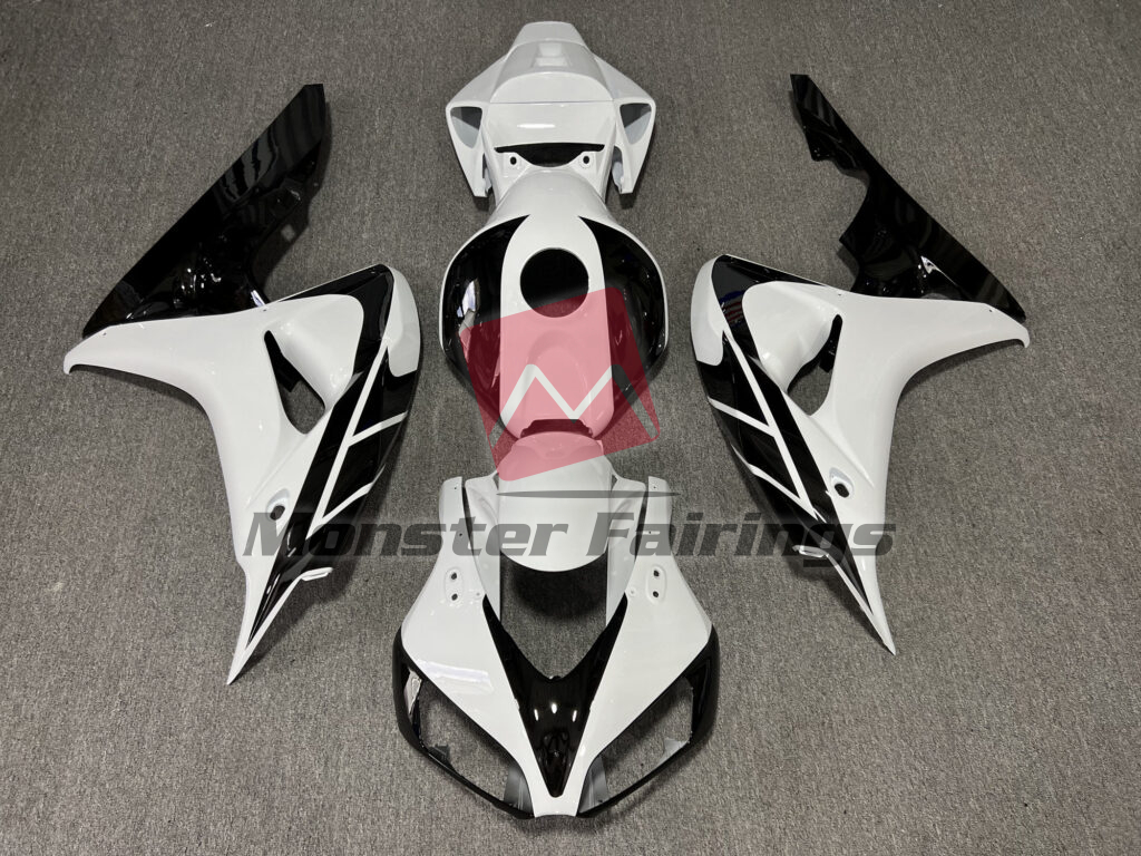 Honda CBR1000RR 2006 - 2007 Gloss Black with White ABS fairings - custom motorcycle bodywork kit by Monster Fairings