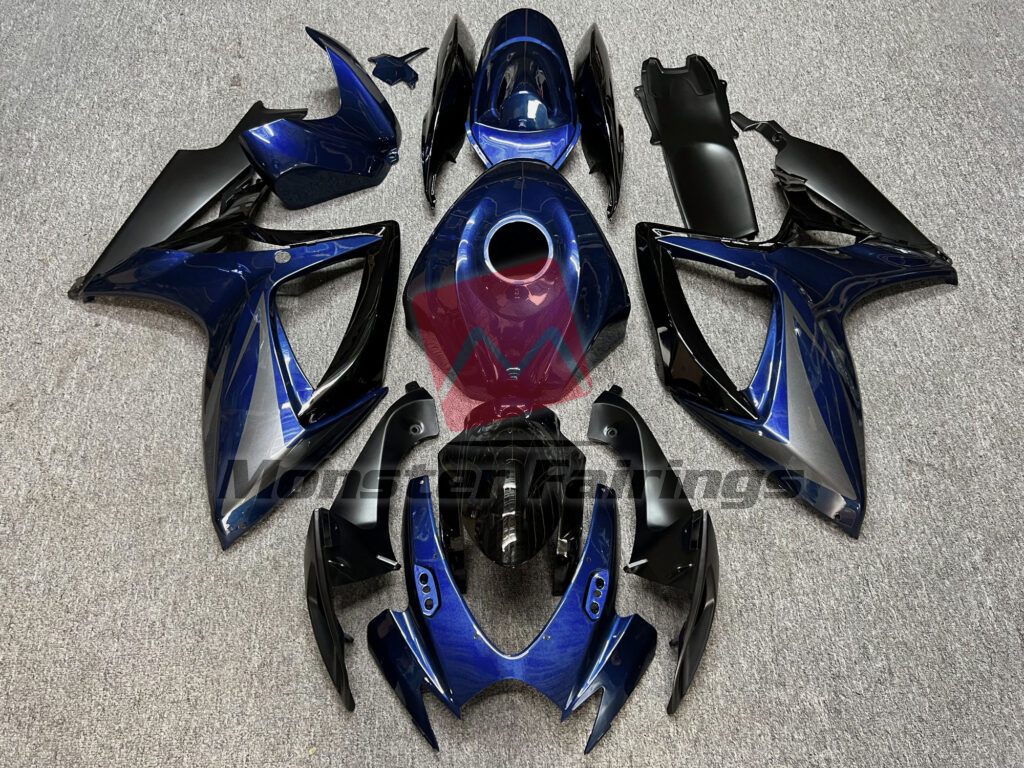 Suzuki GSXR 600 - 750 2006 - 2007 Gloss Blue & Black With Gray ABS fairings - custom motorcycle bodywork kit by Monster Fairings