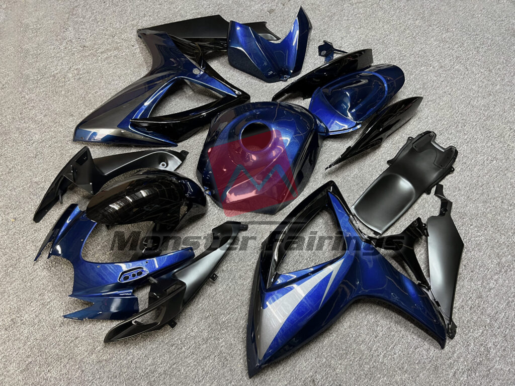 Suzuki GSXR custom ABS fairings 2006 - 2007 in Gloss Blue & Black With Gray - durable replacement kit, Monster Fairings