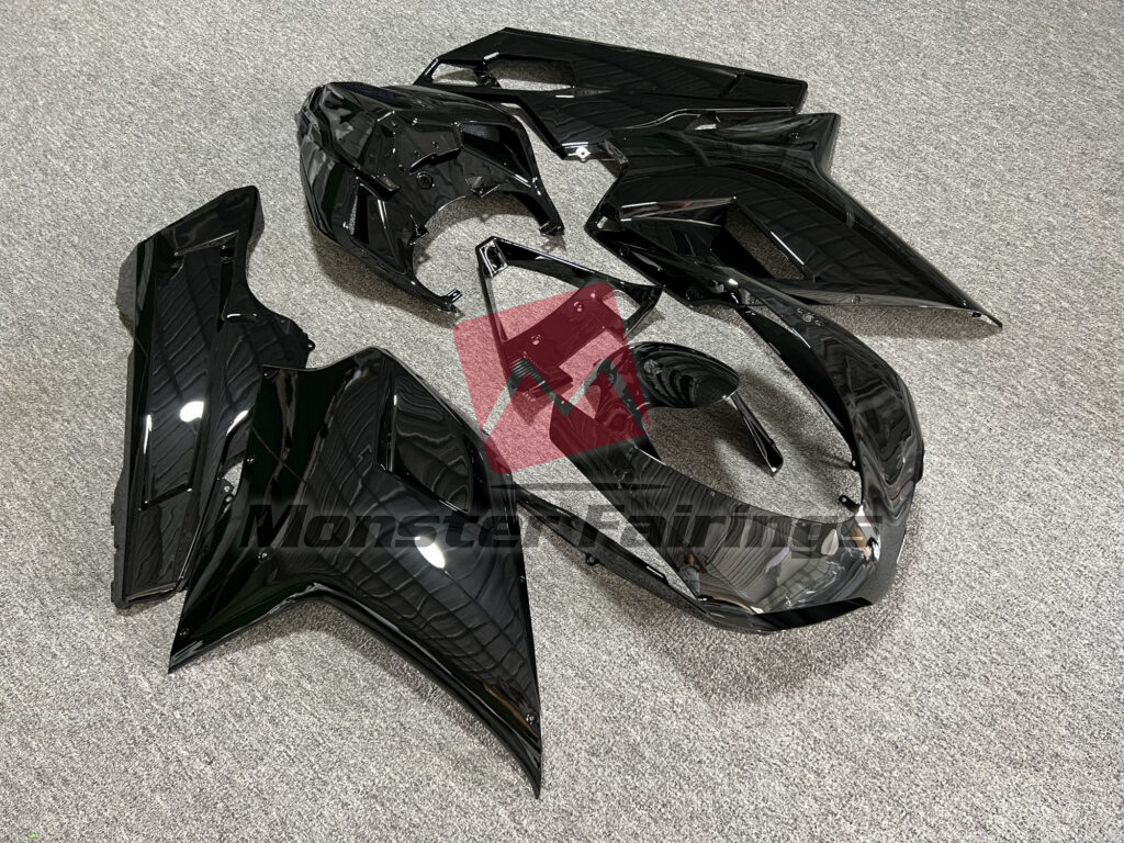 2007 - 2012 Ducati 848 1098 1198 Gloss Black fairing set - ABS injection, custom painted by Monster Fairings