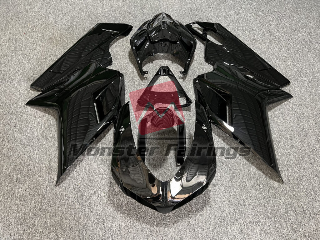 Ducati 848 1098 1198 2007 - 2012 Gloss Black ABS fairings - custom motorcycle bodywork kit by Monster Fairings