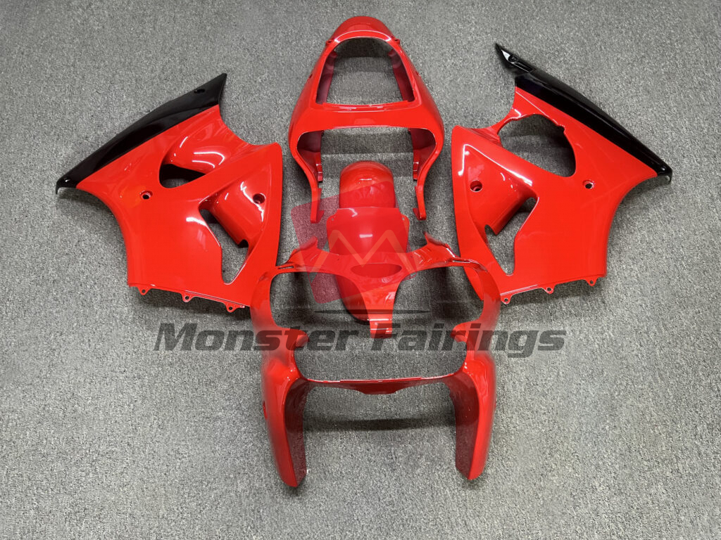 Kawasaki ZX6R 2000 - 2002 Gloss Red & Black ABS fairings - custom motorcycle bodywork kit by Monster Fairings