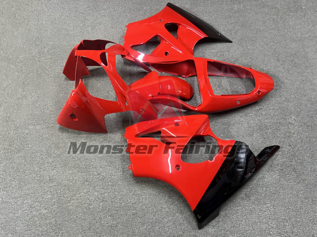 Kawasaki ZX6R custom ABS fairings 2000 - 2002 in Gloss Red & Black - durable replacement kit, Monster Fairings