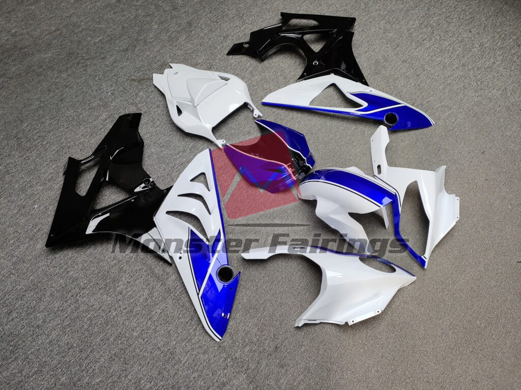 Gloss White & Black with Blue ABS fairings for BMW S1000RR 2009 - 2014 - premium OEM fit kit by Monster Fairings