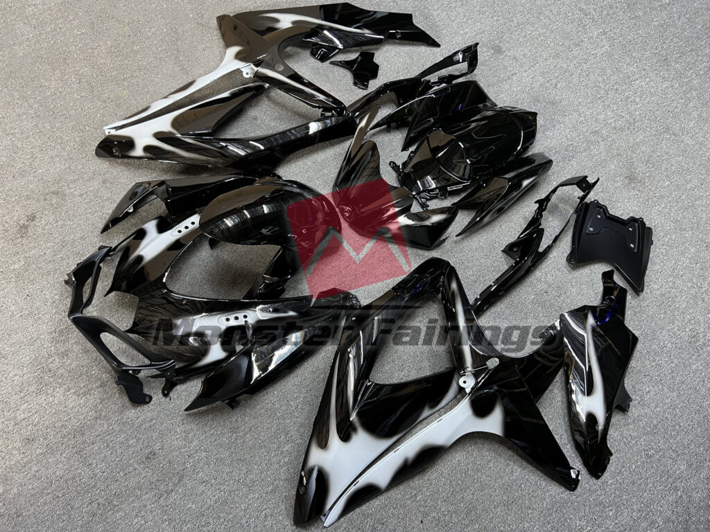 Black and White Design ABS fairings for Suzuki GSXR 600 - 750 2008 - 2010 - premium OEM fit kit by Monster Fairings