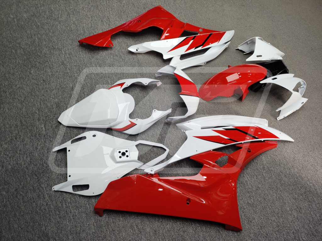 Yamaha R6 custom ABS fairings 2006 - 2007 in Gloss White & Red with Black - durable replacement kit, Monster Fairings