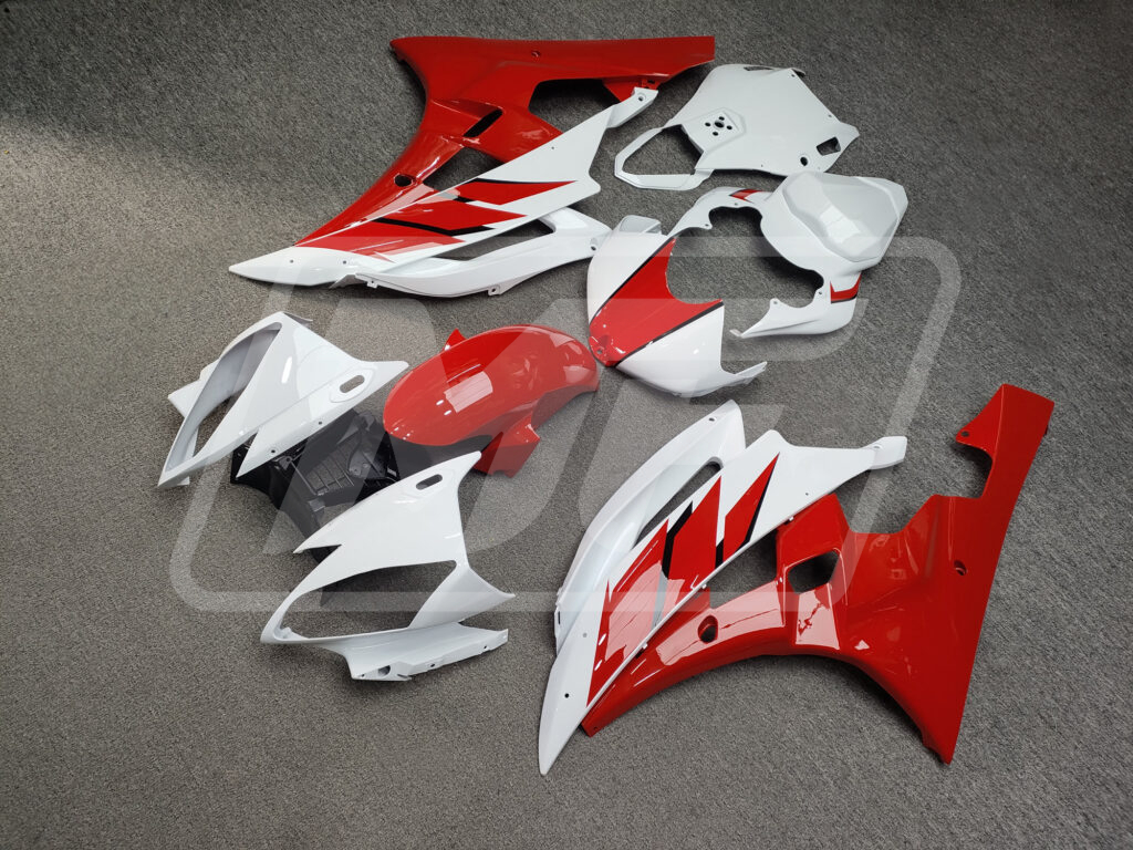 Gloss White & Red with Black ABS fairings for Yamaha R6 2006 - 2007 - premium OEM fit kit by Monster Fairings