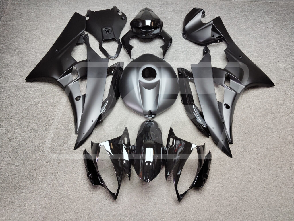 Yamaha R6 2006 - 2007 Matte & Gloss Black ABS fairings - custom motorcycle bodywork kit by Monster Fairings