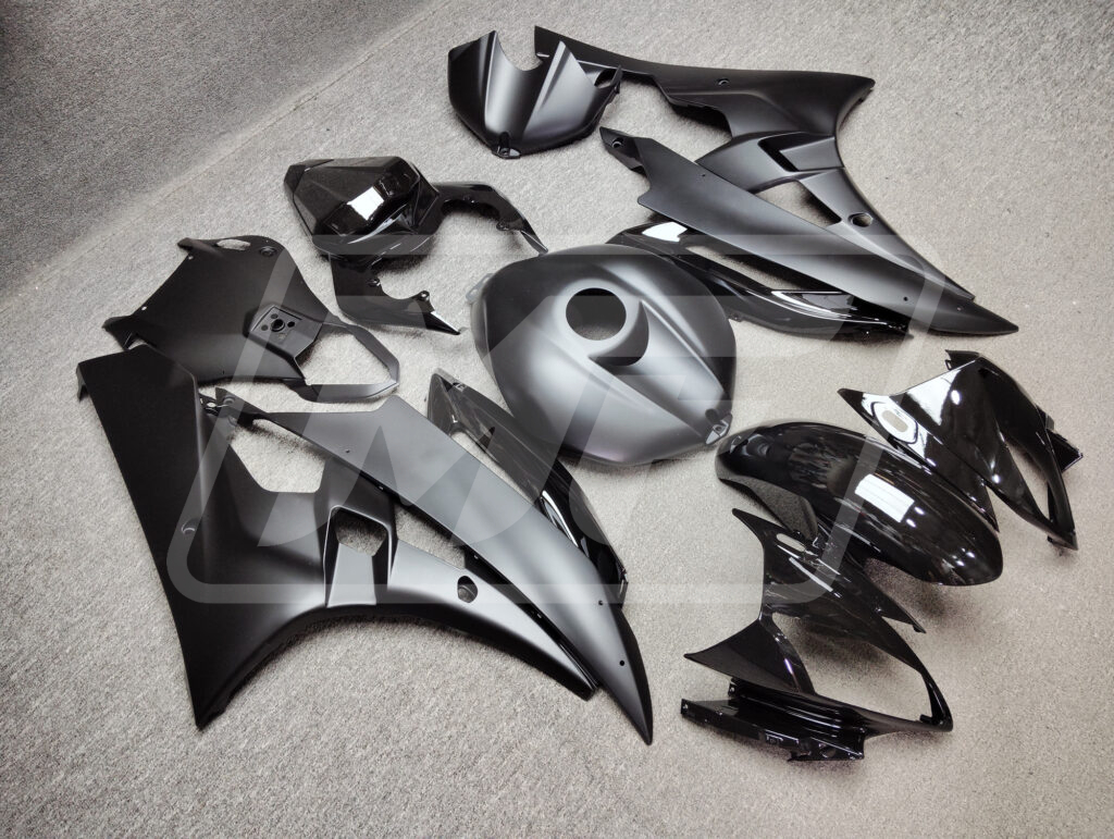 Yamaha R6 custom ABS fairings 2006 - 2007 in Matte & Gloss Black - durable replacement kit, Monster Fairings