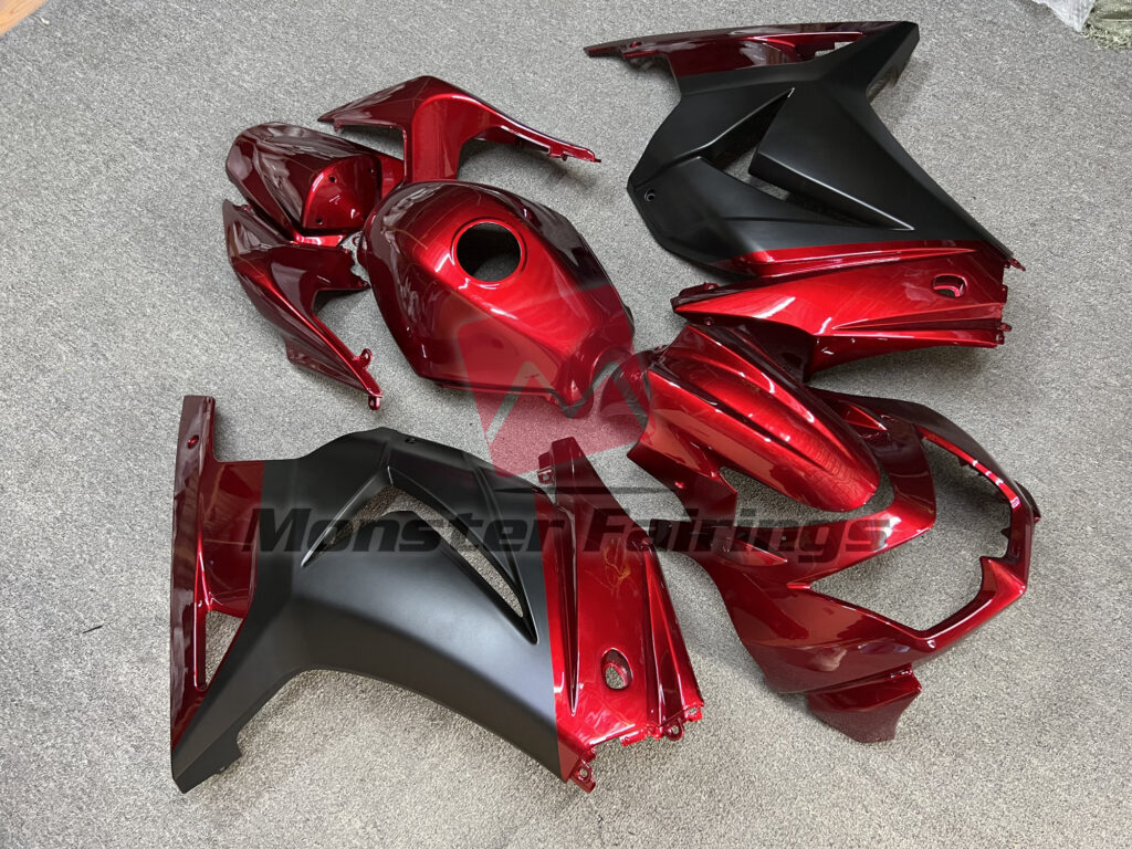 Red Matte Black ABS fairings for Kawasaki Ninja 250 2008 - 2013 - premium OEM fit kit by Monster Fairings