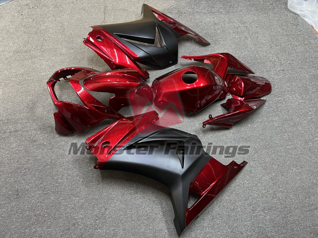 2008 - 2013 Kawasaki Ninja 250 Red Matte Black fairing set - ABS injection, custom painted by Monster Fairings