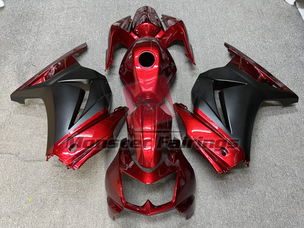 Kawasaki Ninja 250 2008 - 2013 Red Matte Black ABS fairings - custom motorcycle bodywork kit by Monster Fairings