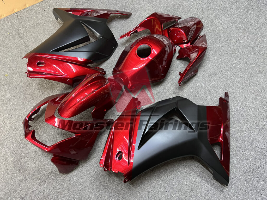 Kawasaki Ninja 250 custom ABS fairings 2008 - 2013 in Red Matte Black - durable replacement kit, Monster Fairings