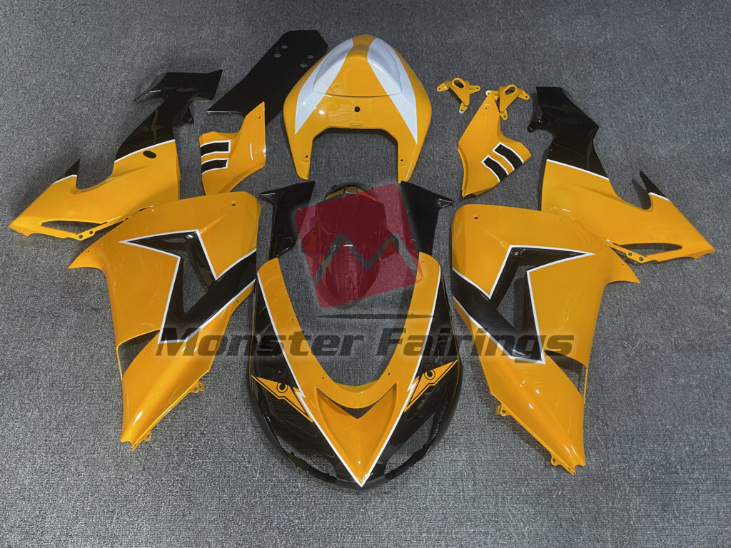 Kawasaki ZX10R 2006 - 2007 Gloss Yellow & Black White ABS fairings - custom motorcycle bodywork kit by Monster Fairings