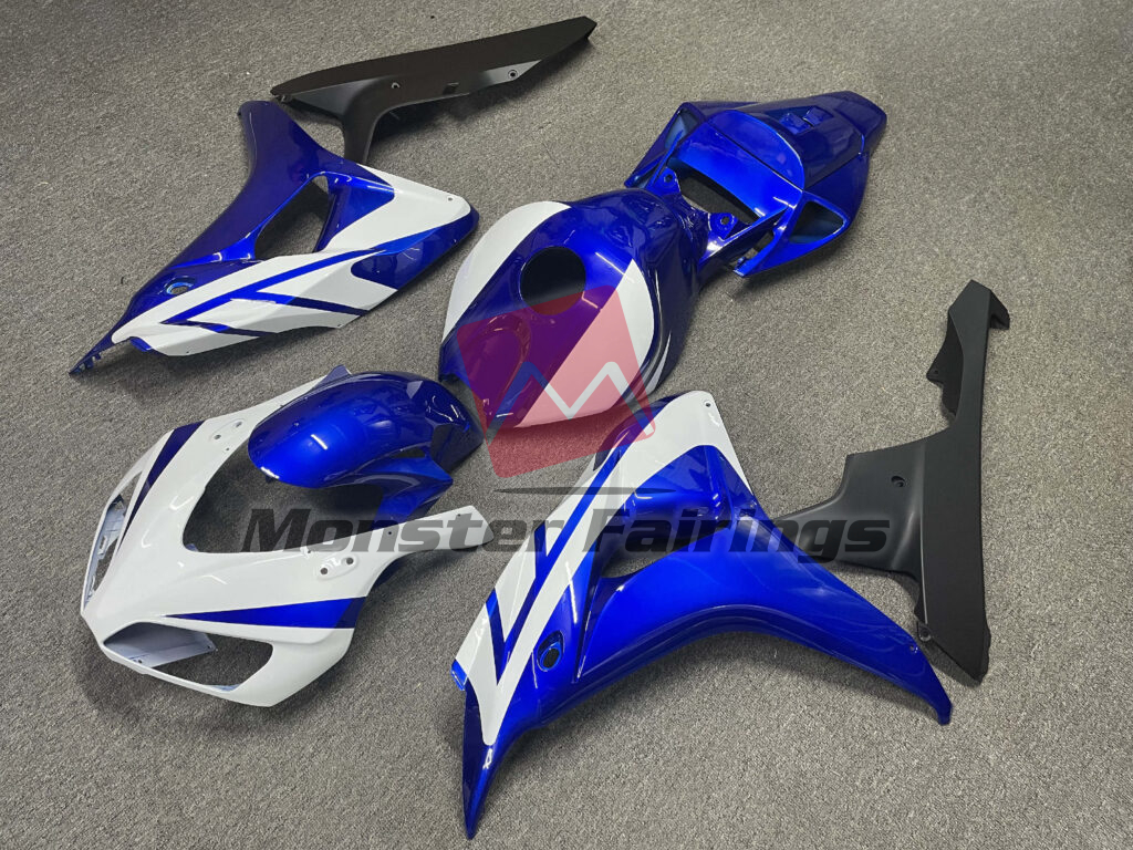 Honda CBR1000RR custom ABS fairings 2006 - 2007 in Gloss Blue & White - durable replacement kit, Monster Fairings