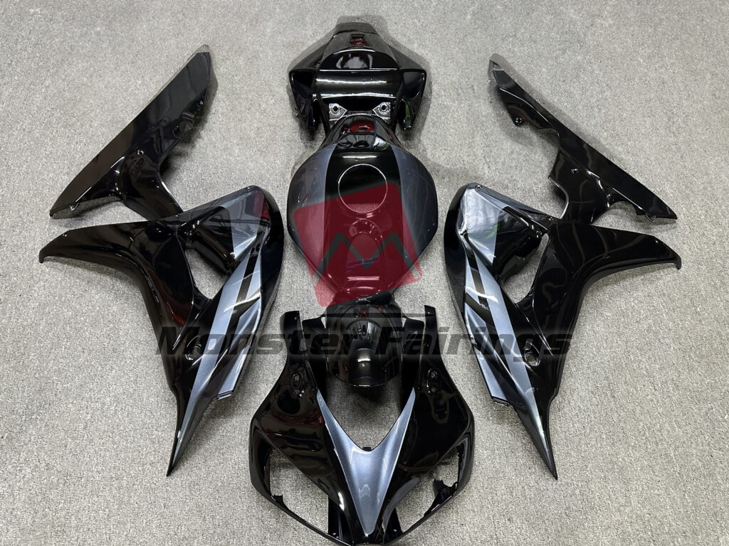 Honda CBR1000RR 2006 - 2007 Gloss Black & Silver ABS fairings - custom motorcycle bodywork kit by Monster Fairings