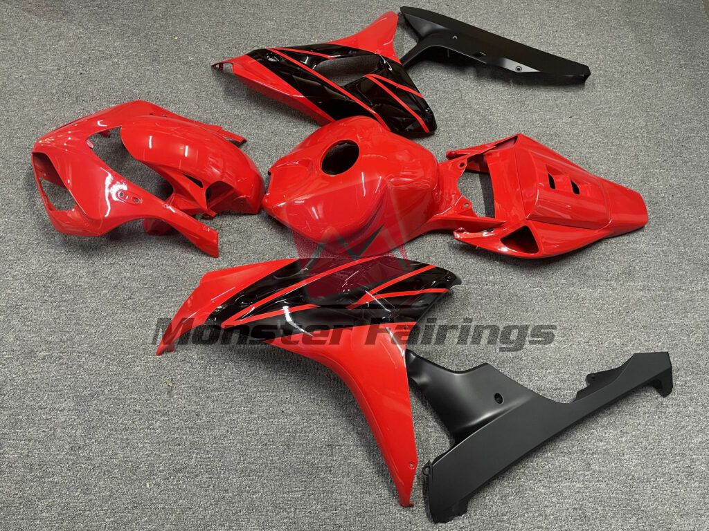 Honda CBR1000RR custom ABS fairings 2006 - 2007 in Gloss Red with Black - durable replacement kit, Monster Fairings