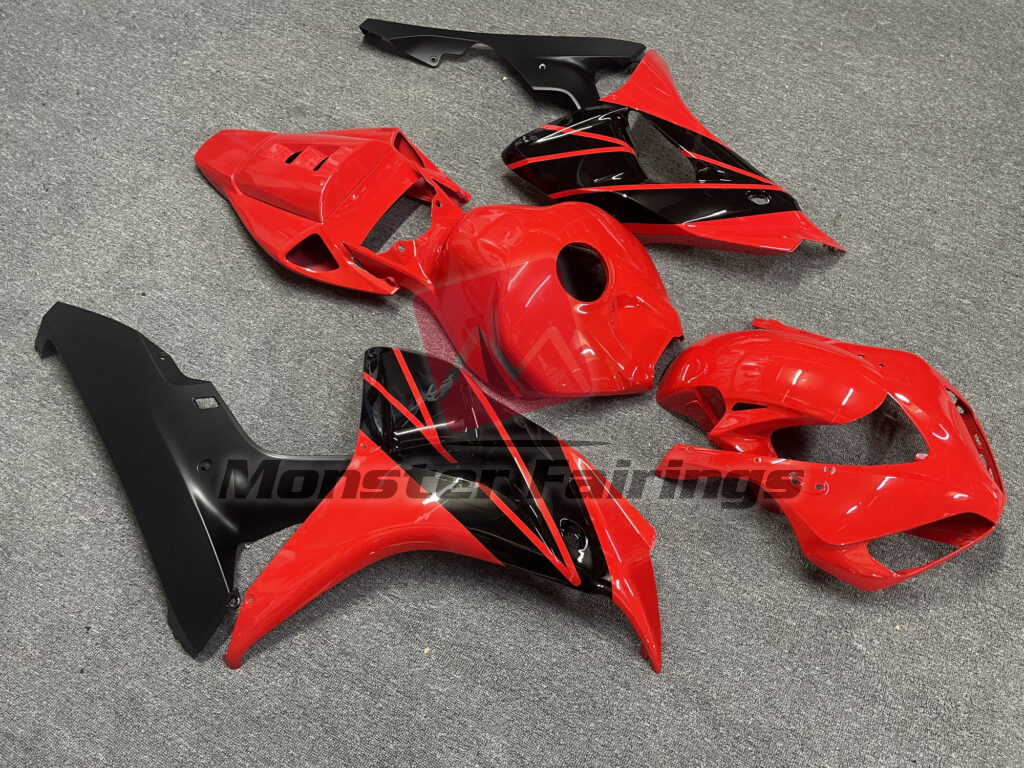 2006 - 2007 Honda CBR1000RR Gloss Red with Black fairing set - ABS injection, custom painted by Monster Fairings