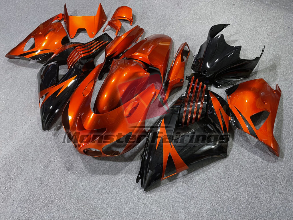 Gloss Burnt Orange with Black ABS fairings for Kawasaki ZX14R 2006 - 2011 - premium OEM fit kit by Monster Fairings