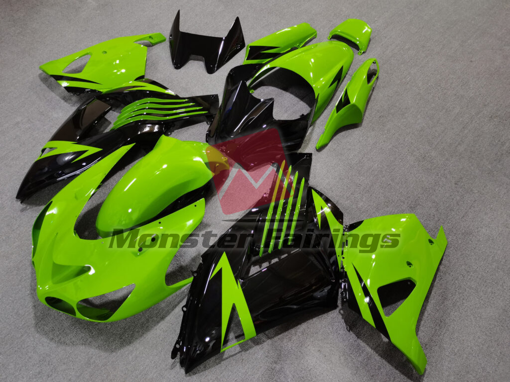Kawasaki ZX14R custom ABS fairings 2006 - 2011 in Gloss Light Green & Black - durable replacement kit, Monster Fairings
